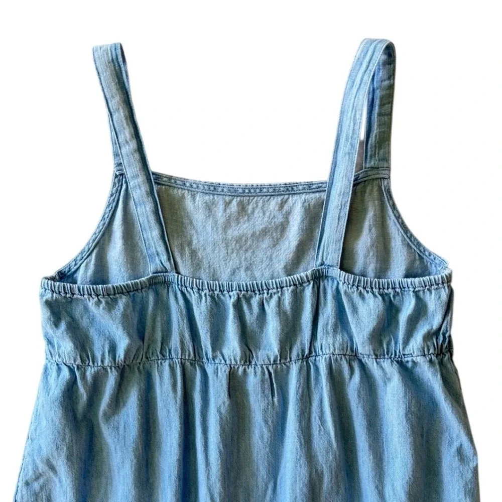 Old Navy Girls Chambray Washed Denim Ruffle Tiered Sundress Blue XL 14-16